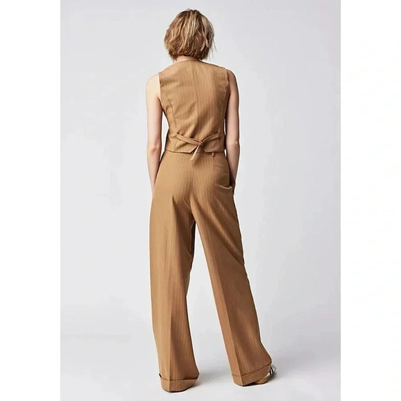 NWT Free People Ronny Kobo Foxy Kia Nomad Wide Leg Pants Vest Set Brown XS - Picture 4 of 17
